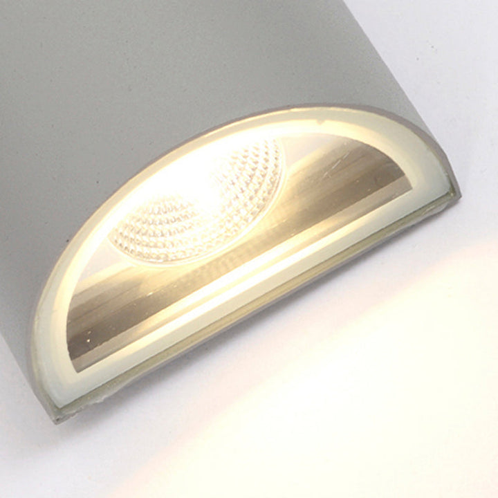 Skørter | LED Outdoor Wall Wash Lamp with Half-Cylinder Aluminum Shade Black/Grey Wall Lamp in Warm/White Light