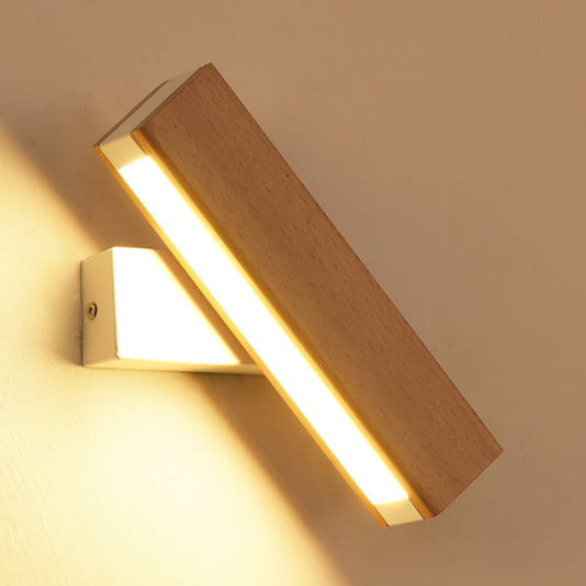 Skørter | Rotatable White/Black Linear Wall Lamp Modern Single Light Wooden Wall Lamp for Reading in Warm/White/Natural Light