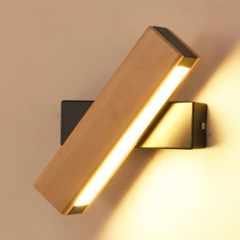 Skørter | Rotatable White/Black Linear Wall Lamp Modern Single Light Wooden Wall Lamp for Reading in Warm/White/Natural Light