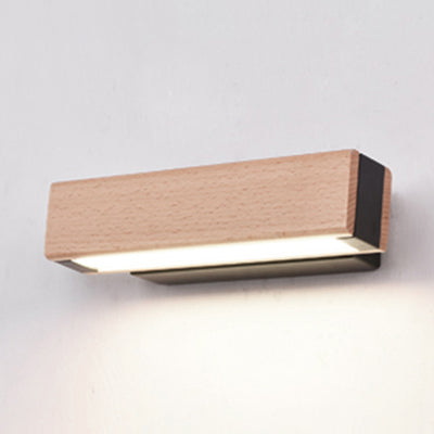 Skørter | Rotatable White/Black Linear Wall Lamp Modern Single Light Wooden Wall Lamp for Reading in Warm/White/Natural Light