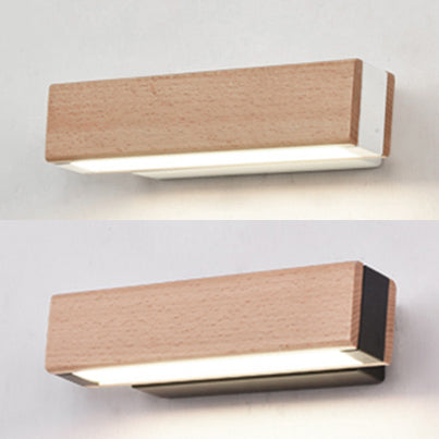 Skørter | Rotatable White/Black Linear Wall Lamp Modern Single Light Wooden Wall Lamp for Reading in Warm/White/Natural Light