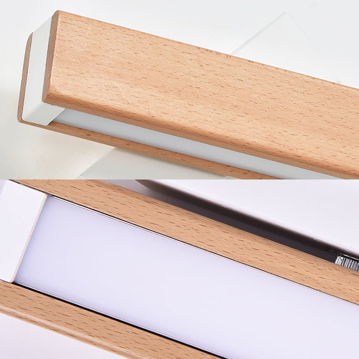 Skørter | Rotatable White/Black Linear Wall Lamp Modern Single Light Wooden Wall Lamp for Reading in Warm/White/Natural Light