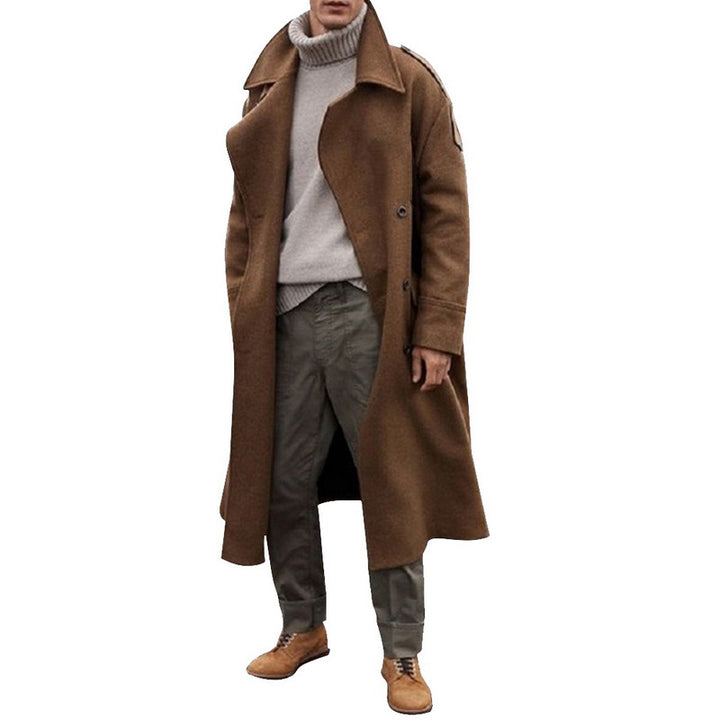 Men's elegant wool coat with double-breasted button placket Lisslune