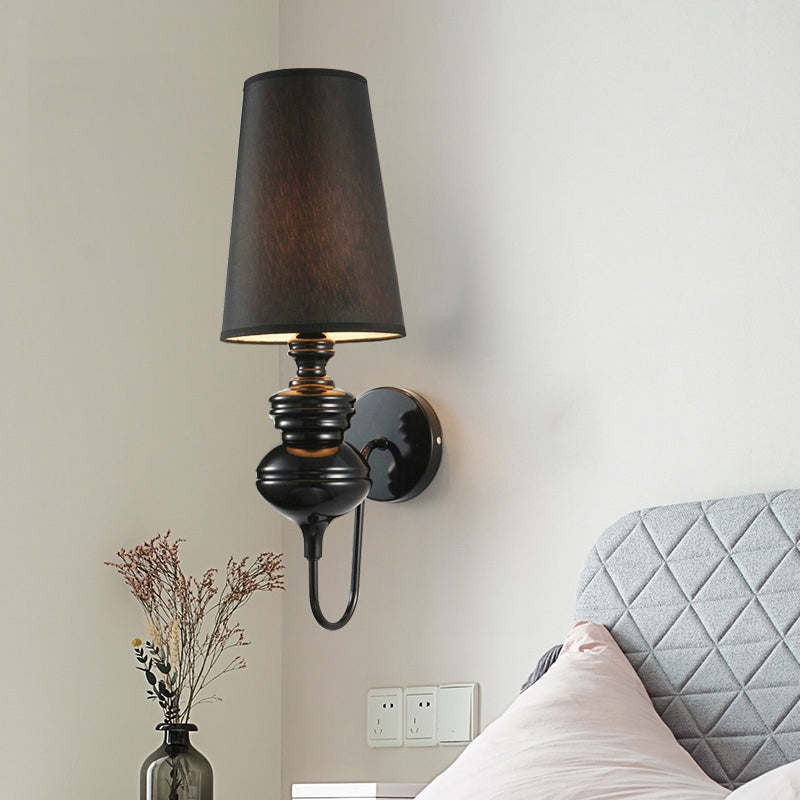 Skørter | Tapered Wall Lamp Lighting Contemporary Fabric White/Black/Silver LED Wall Lamp, 6"/8"/10" Dia