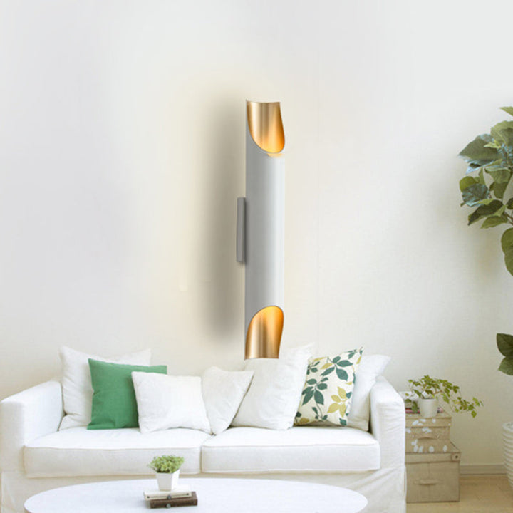 Lisslune | Gold/Black/White Tube Wall Lamp Wall Light Modern Style 2/4 Lights Metal Wall Mounted Lamp for Living Room