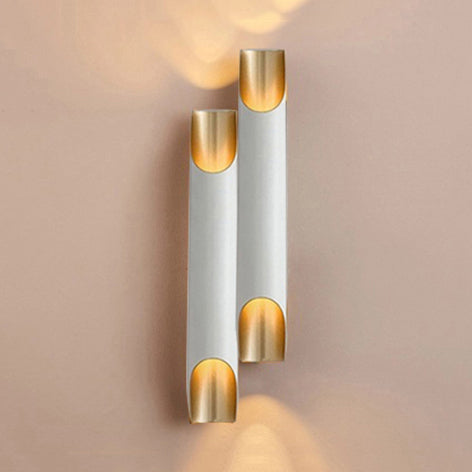 Lisslune | Gold/Black/White Tube Wall Lamp Wall Light Modern Style 2/4 Lights Metal Wall Mounted Lamp for Living Room