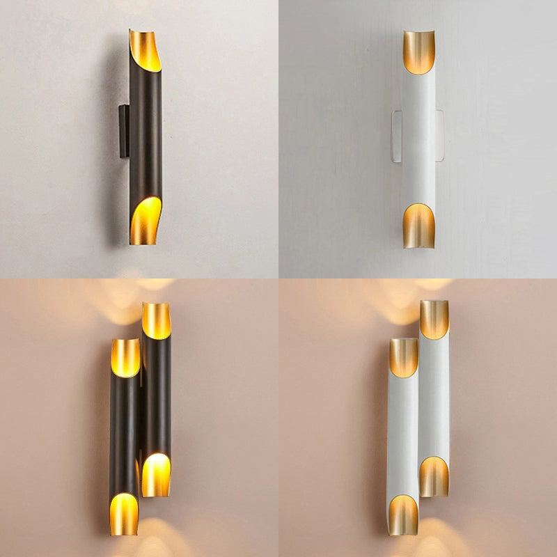 Lisslune | Gold/Black/White Tube Wall Lamp Wall Light Modern Style 2/4 Lights Metal Wall Mounted Lamp for Living Room
