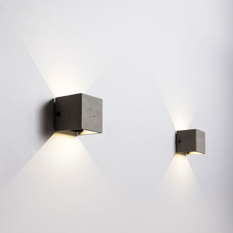 Lisslune | 4"/8" Width Cube Wall Lamp Wall Light in Nordic Style Concrete 1 Light Gray Wall Light