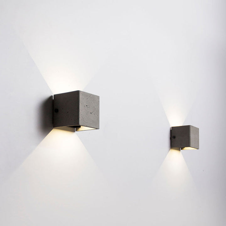 Lisslune | 4"/8" Width Cube Wall Lamp Wall Light in Nordic Style Concrete 1 Light Gray Wall Light