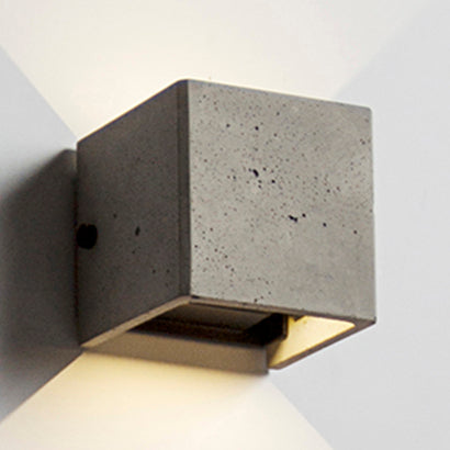 Lisslune | 4"/8" Width Cube Wall Lamp Wall Light in Nordic Style Concrete 1 Light Gray Wall Light