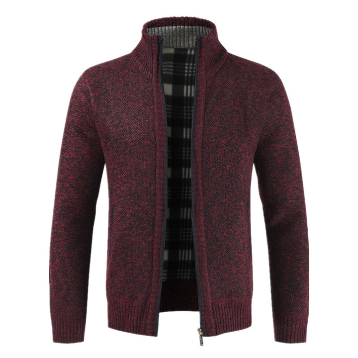 Men's cardigan with high collar and plush inner lining Lisslune