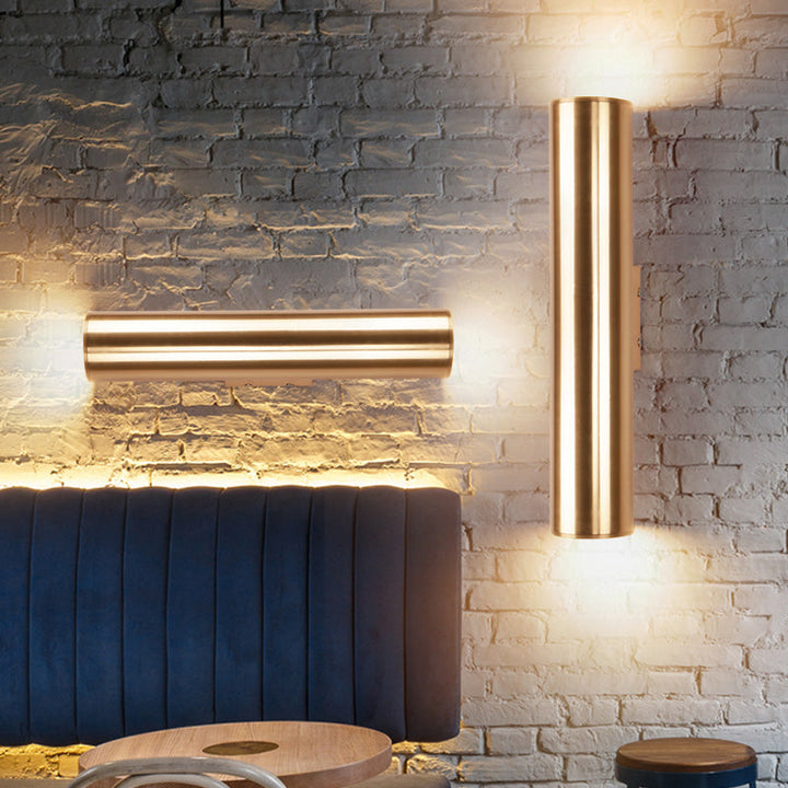 Skørter | Gold Cylinder Wall Lamp Fixture Modern Style 2"/3" Width LED Metal Wall Lamp in Gold for Corridor