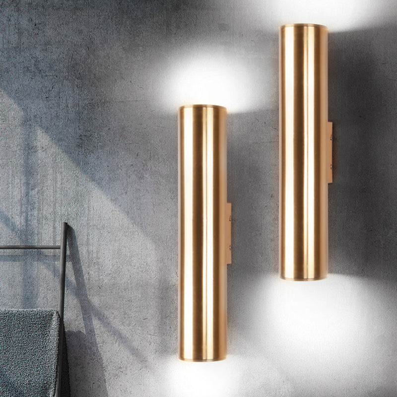 Skørter | Gold Cylinder Wall Lamp Fixture Modern Style 2"/3" Width LED Metal Wall Lamp in Gold for Corridor