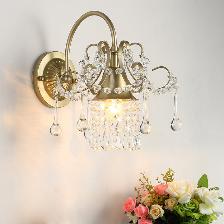 Lisslune | Crystal Gold Wall Light Sconce Geometric 1 Head Contemporary Wall Mounted Lighting