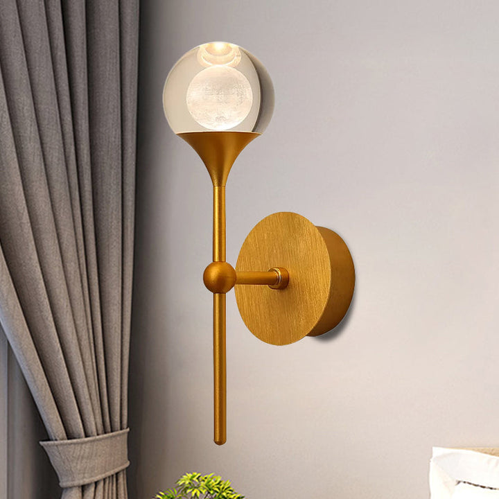 Skørter | LED Crystal Wall Lamp Traditional Gold Ball Bedroom Wall Mounted Light