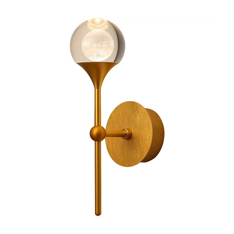 Skørter | LED Crystal Wall Lamp Traditional Gold Ball Bedroom Wall Mounted Light
