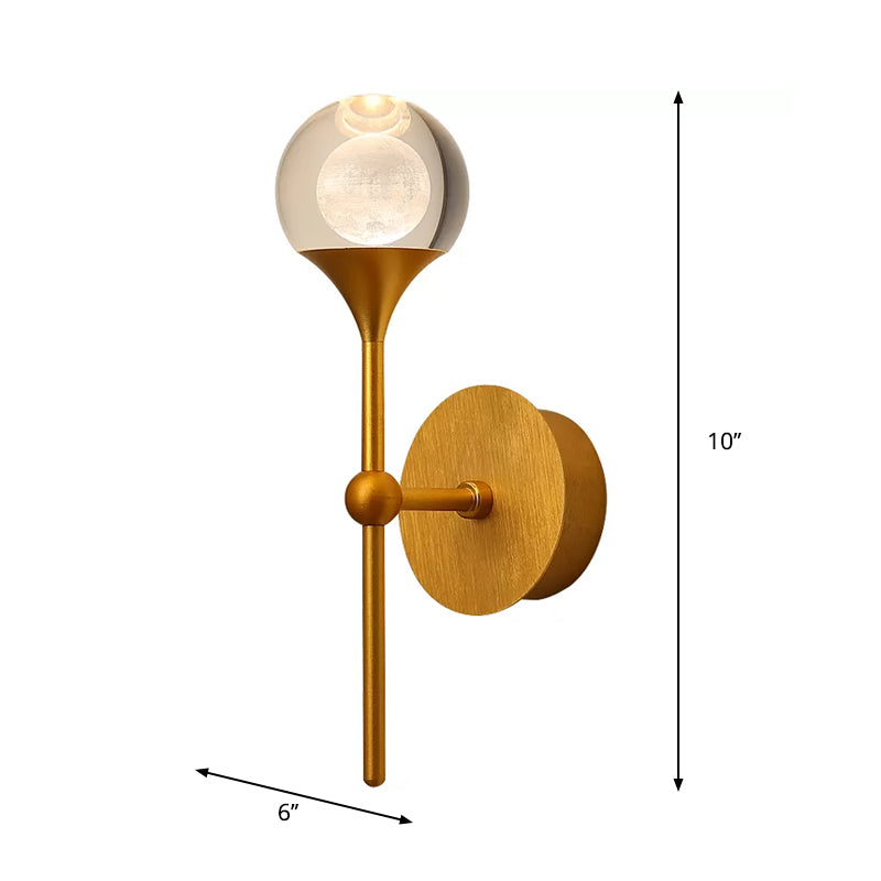 Skørter | LED Crystal Wall Lamp Traditional Gold Ball Bedroom Wall Mounted Light