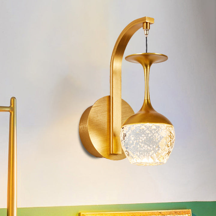 Skørter | 1/2 Cup Wall Mounted Lamp with Taper Crystal Traditional Salon Wall Lamp Lighting in Gold