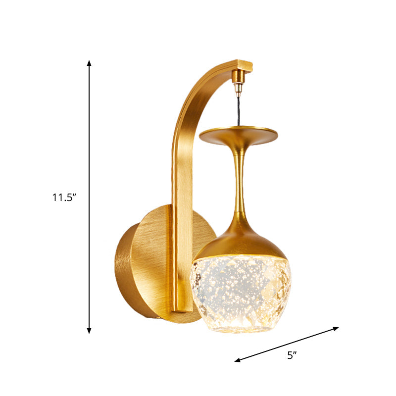 Skørter | 1/2 Cup Wall Mounted Lamp with Taper Crystal Traditional Salon Wall Lamp Lighting in Gold