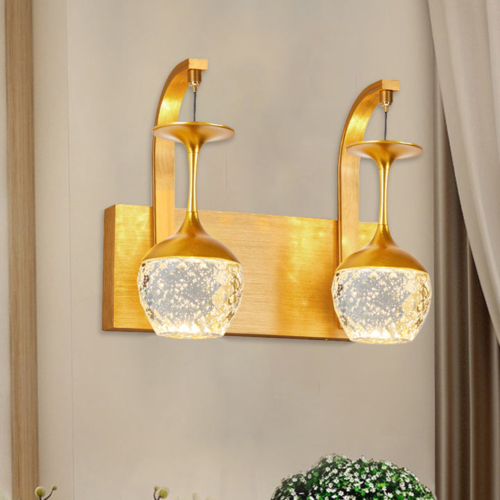 Skørter | 1/2 Cup Wall Mounted Lamp with Taper Crystal Traditional Salon Wall Lamp Lighting in Gold