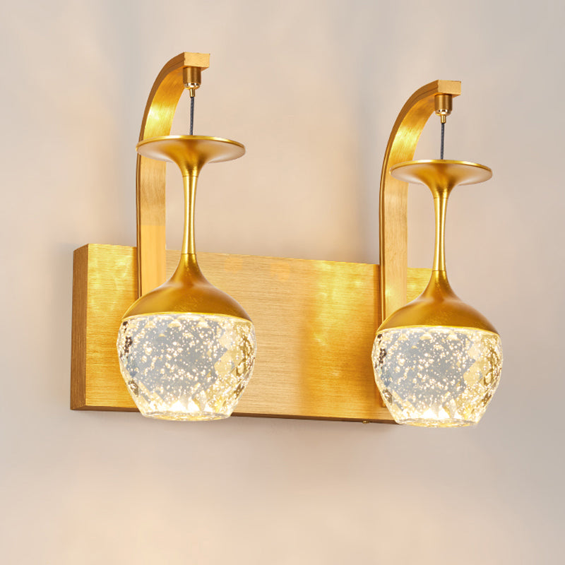 Skørter | 1/2 Cup Wall Mounted Lamp with Taper Crystal Traditional Salon Wall Lamp Lighting in Gold