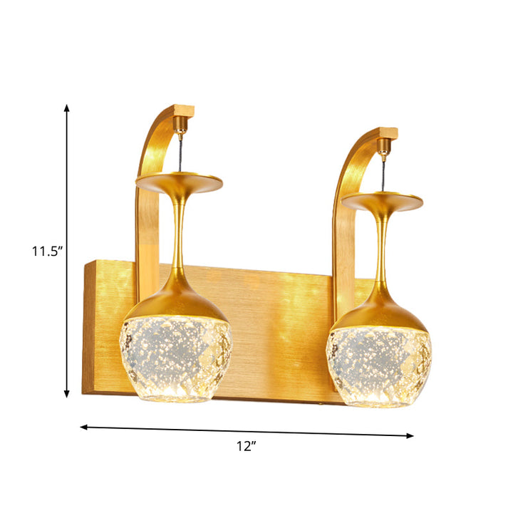 Skørter | 1/2 Cup Wall Mounted Lamp with Taper Crystal Traditional Salon Wall Lamp Lighting in Gold