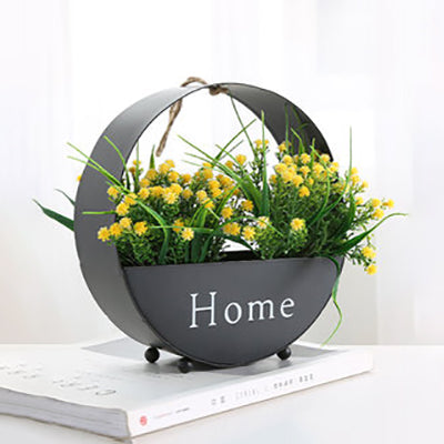 Skørter | Metal Circular Hanging Wall Lamp Scandinavian Flower/Plant Accent String Light for Restaurant Tea Shop