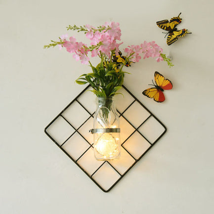 Skørter | Blue/Pink/Yellow Flowers Wall String Lights Modern Glass Pot Twinkle Light for Café Tea Shop
