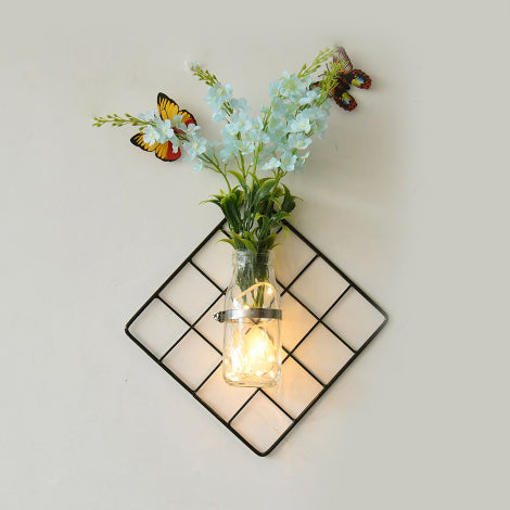 Skørter | Blue/Pink/Yellow Flowers Wall String Lights Modern Glass Pot Twinkle Light for Café Tea Shop