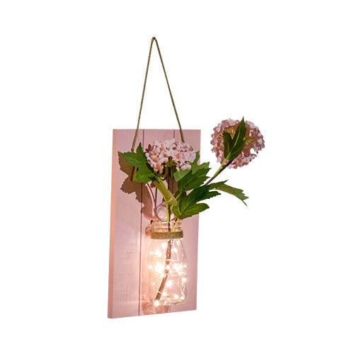 Skørter | Floral Wand String Lights for Café Rustic Clear Glass Shade Twinkling Light with Pink Background Plate