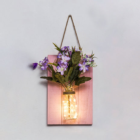 Skørter | Floral Wand String Lights for Café Rustic Clear Glass Shade Twinkling Light with Pink Background Plate
