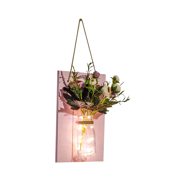 Skørter | Floral Wand String Lights for Café Rustic Clear Glass Shade Twinkling Light with Pink Background Plate