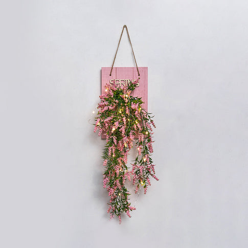 Skørter | Floral Wand String Lights for Café Rustic Clear Glass Shade Twinkling Light with Pink Background Plate
