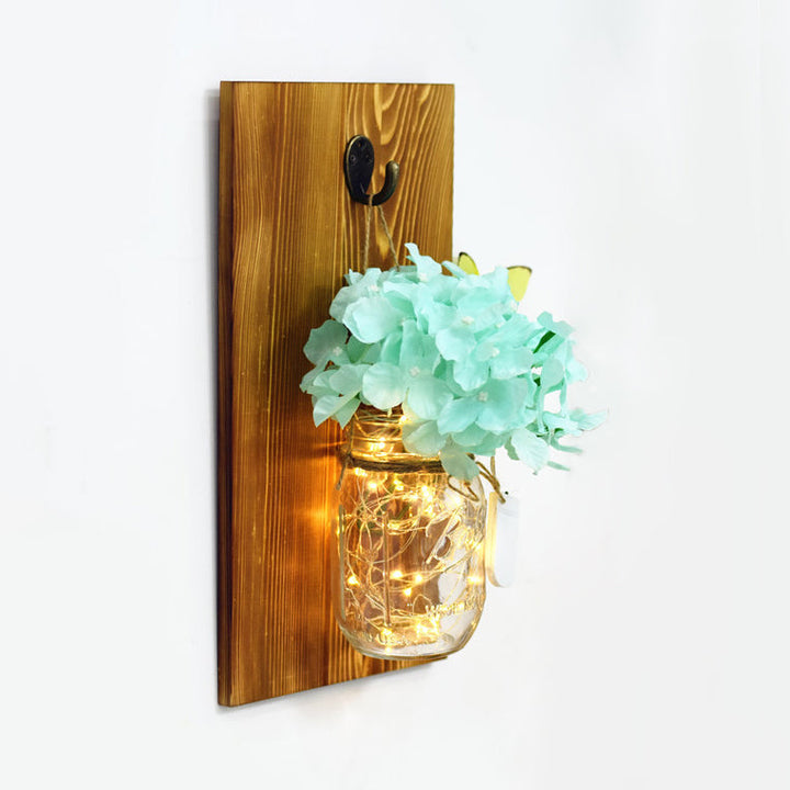 Skørter | Blue/Red/White Flower Wall Lamp Modern Glass Jar Shade String Lights for Café Restaurant