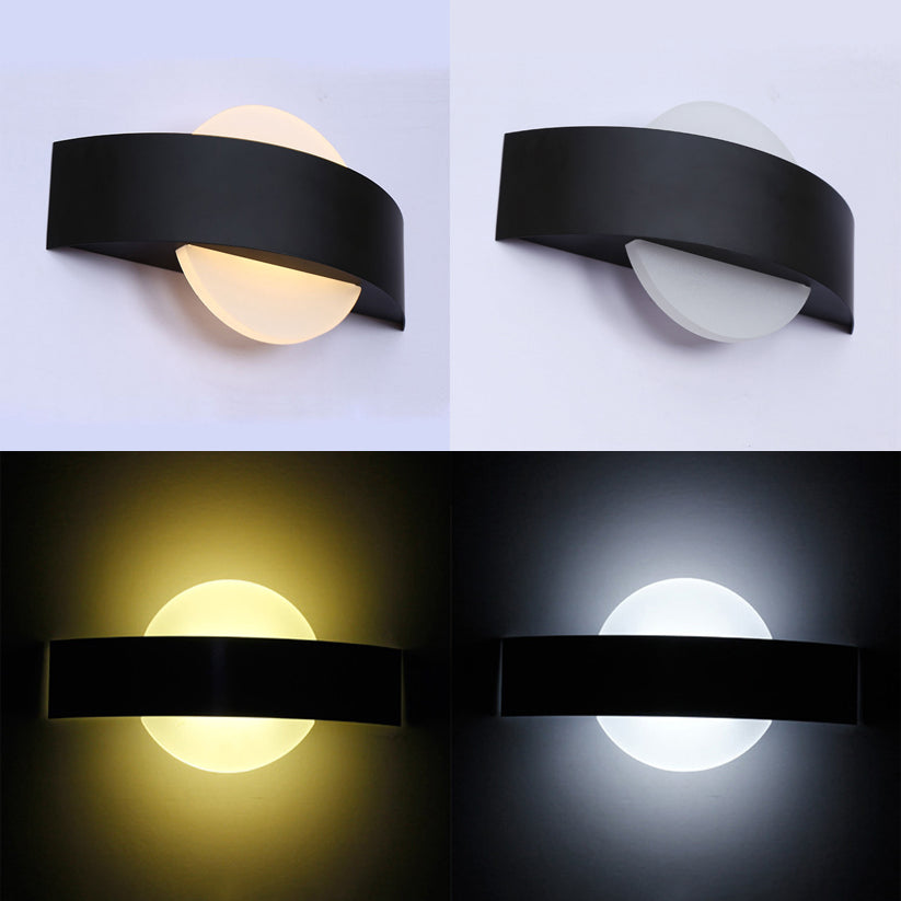 Lisslune | Round/Rectangular Acrylic Wall Lamp Modern LED Black/White Finish Wall Lamp with Metal Back in White/Warm Light