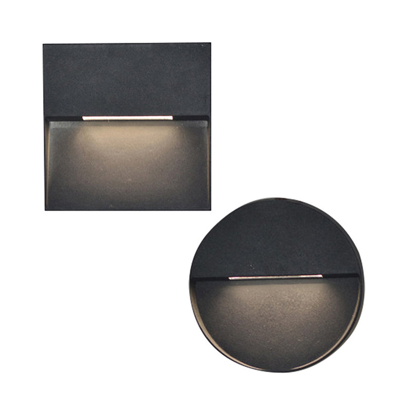 Lisslune | LED Veranda Wall Lamp with Round/Rectangular Aluminum Shade Black Wall Lighting in White/Warm Lights