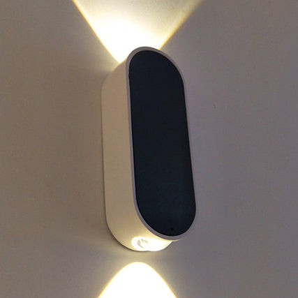 Lisslune | Simple stylish oval wall lamp made of aluminum LED bedroom wall lamp in black, warm/white light