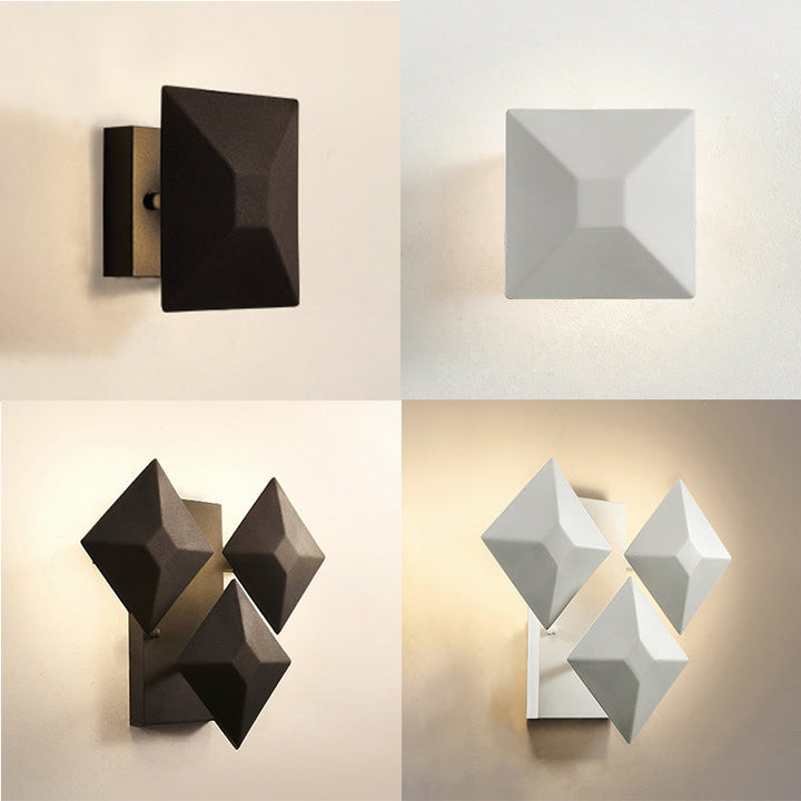 Lisslune | Modernist 1/3-Light Wall Lamp with Metal Shade Black/White Geometric Wall Light for Staircase