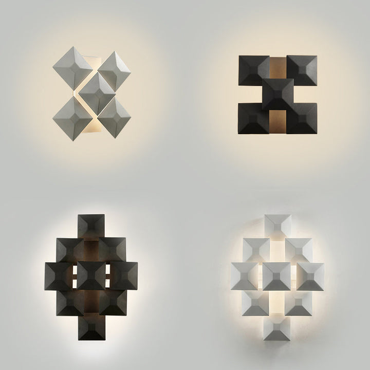 Lisslune | Modernist 1/3-Light Wall Lamp with Metal Shade Black/White Geometric Wall Light for Staircase