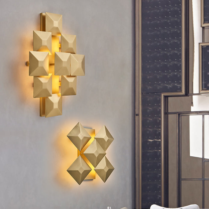 Lisslune | Modernist 1/3-Light Wall Lamp with Metal Shade Black/White Geometric Wall Light for Staircase