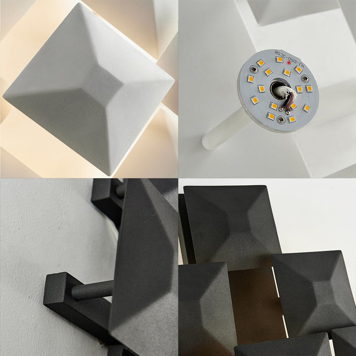 Lisslune | Modernist 1/3-Light Wall Lamp with Metal Shade Black/White Geometric Wall Light for Staircase