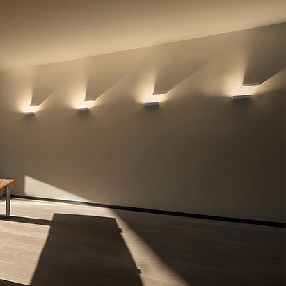 Lisslune | White rectangular wall flood light simple style 1/2-light metallic wall lamp for stairwell