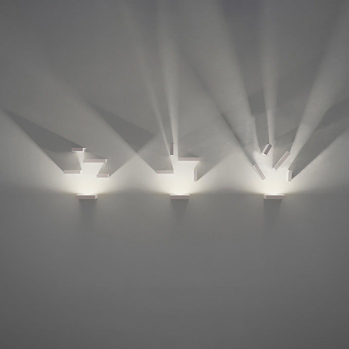 Lisslune | White rectangular wall flood light simple style 1/2-light metallic wall lamp for stairwell
