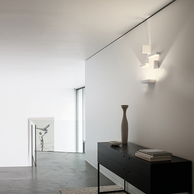 Lisslune | White rectangular wall flood light simple style 1/2-light metallic wall lamp for stairwell