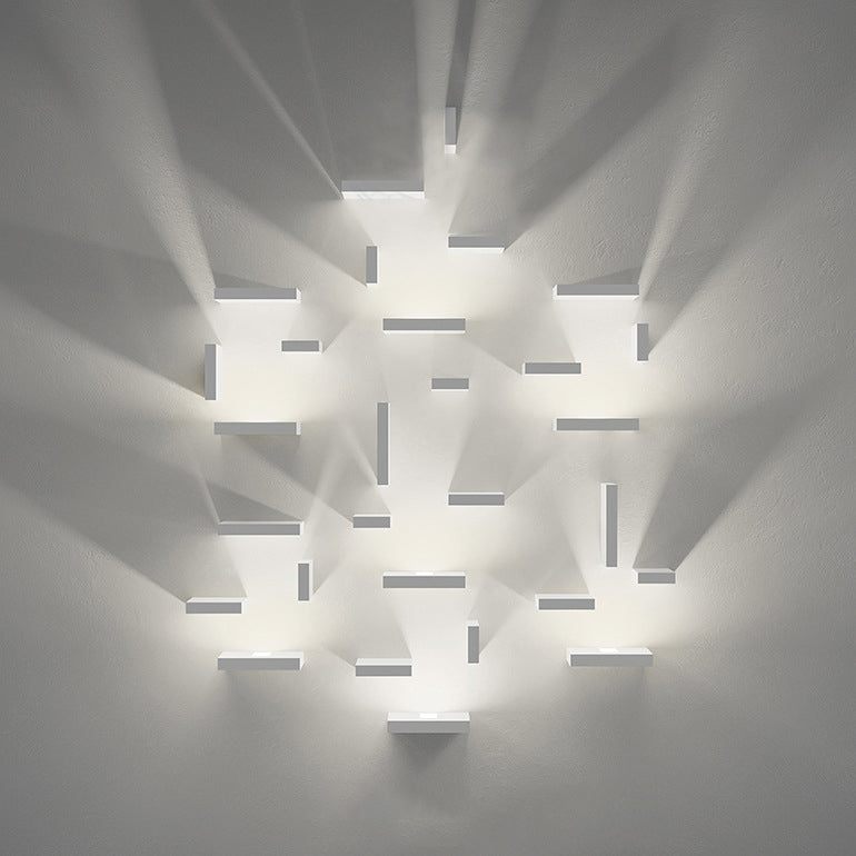 Lisslune | White rectangular wall flood light simple style 1/2-light metallic wall lamp for stairwell