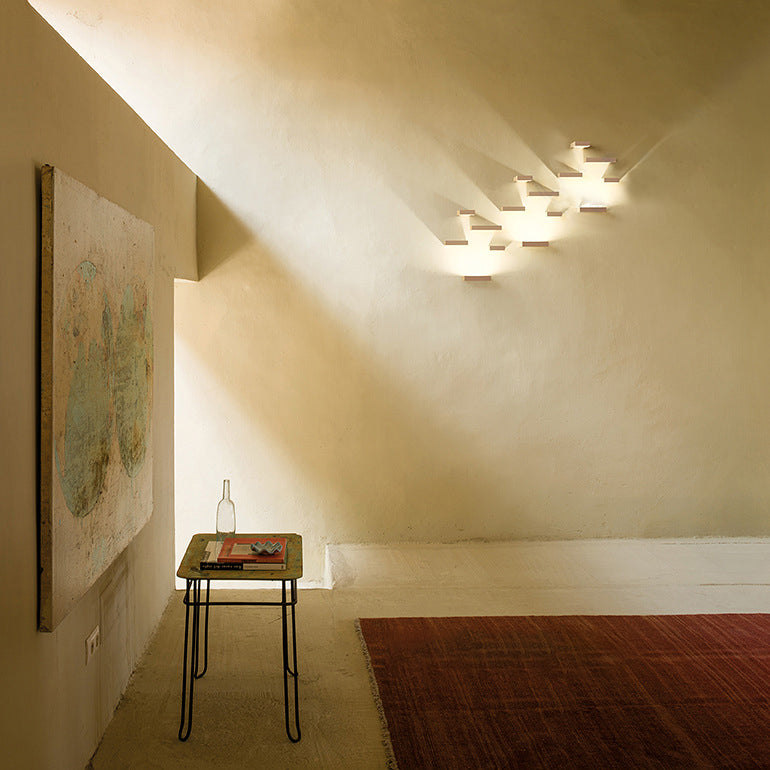 Lisslune | White rectangular wall flood light simple style 1/2-light metallic wall lamp for stairwell