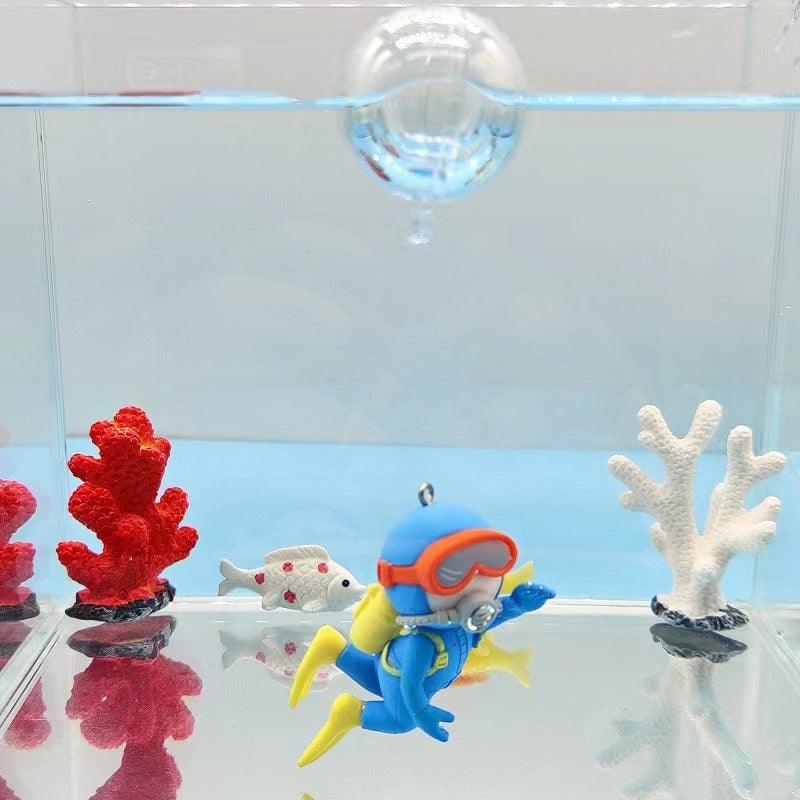 Lisslune | Aquatic Harmony: Chinese-inspired Resin Sculpture for Enchanting Aquariums