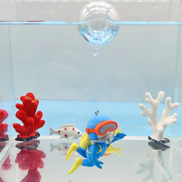 Lisslune | Aquatic Harmony: Chinese-inspired Resin Sculpture for Enchanting Aquariums