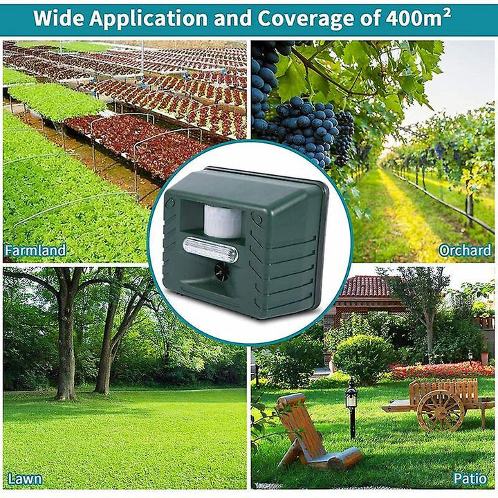 Lisslune | Outdoor Ultrasonic Bird Repeller | Effective, Humane Woodpecker Deterrent for Gardens, Patios & Farms
