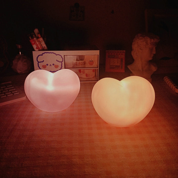 Lisslune | LuvSphere Silicone LED Night Light | Heart-Shaped Design | Table Lamp | Warm Mood Light | Decorative